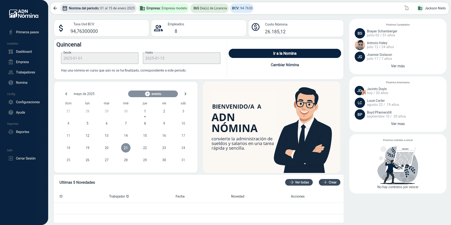 Dashboard ADN Nómina